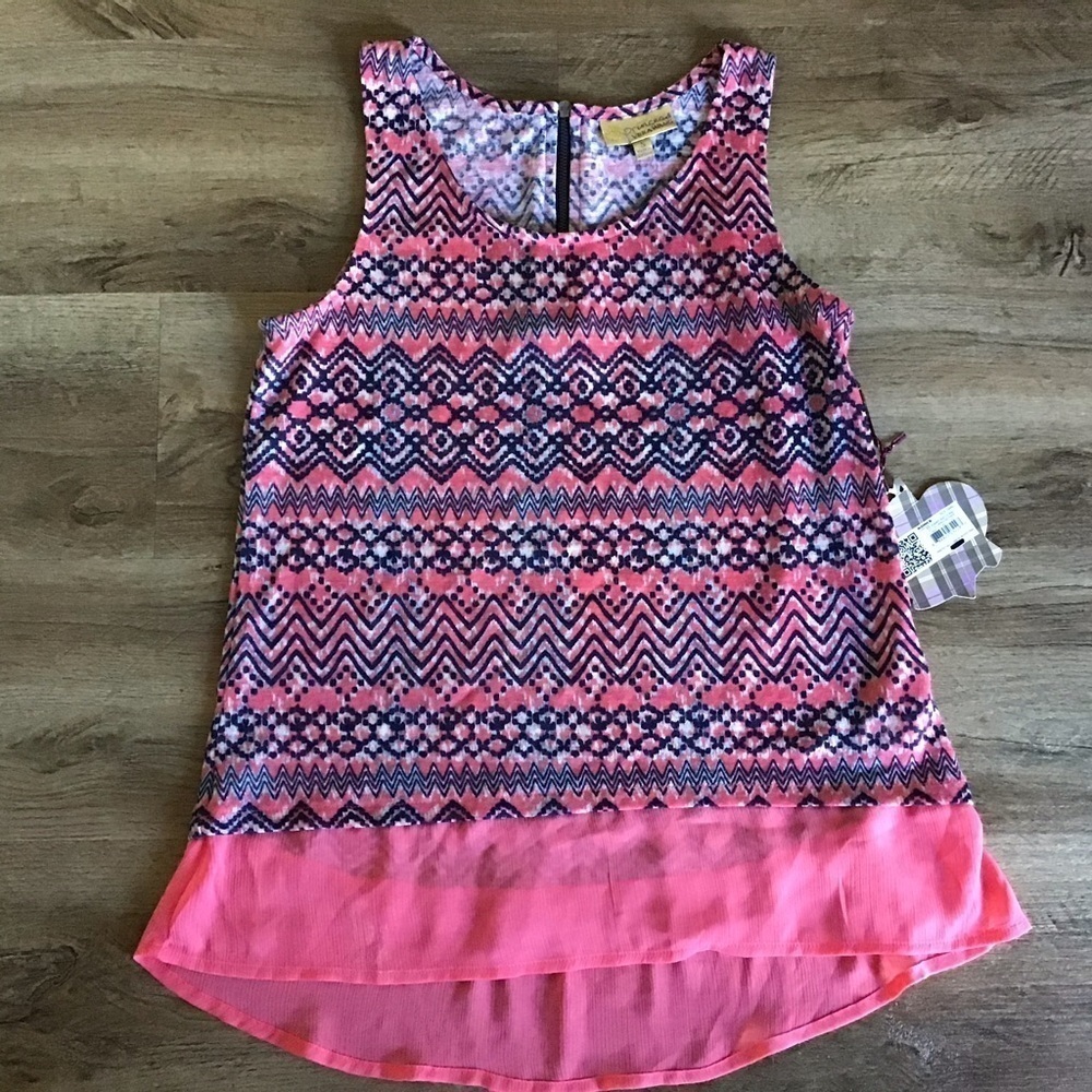 Nwt Princess Vera Wang Size S Tank Top Tribal Print Pink Blue